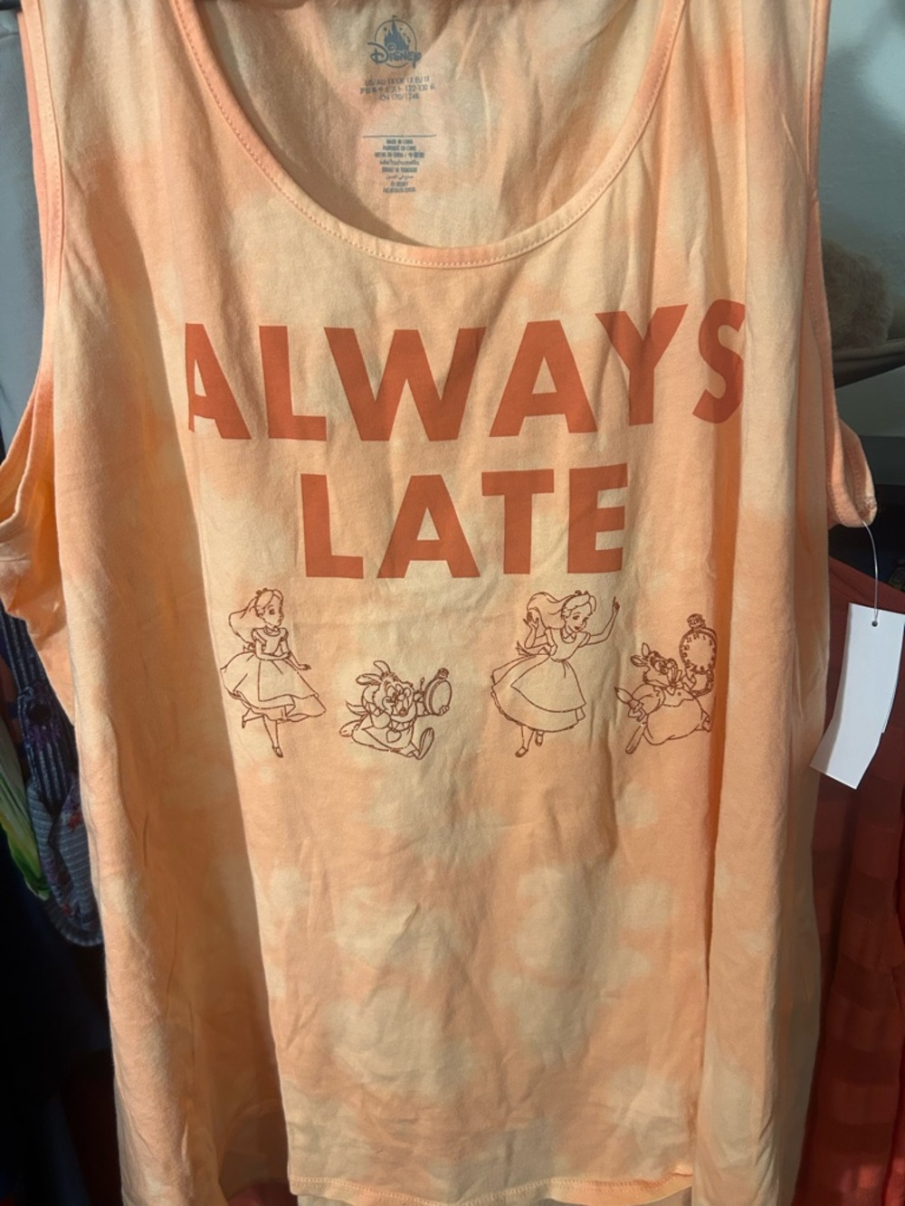 Disney "Always Late" Alice in Wonderland Tank and shorts 2 piece lounge set NWT